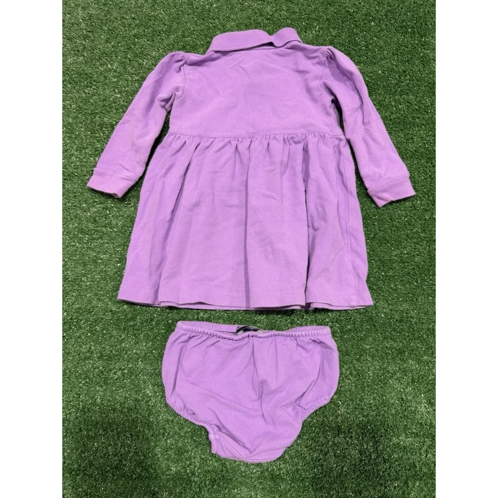 Ralph Lauren Purple Cotton Dress‎ with Matching Bloomers Baby Girl 18M